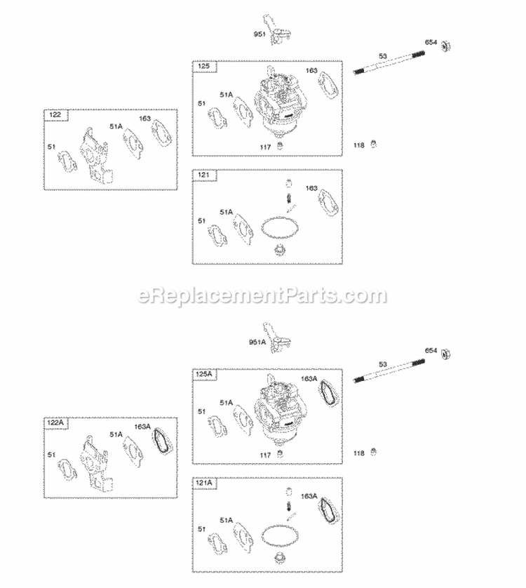 Carburetor Diagram and Parts List for  Briggs and Stratton Engine